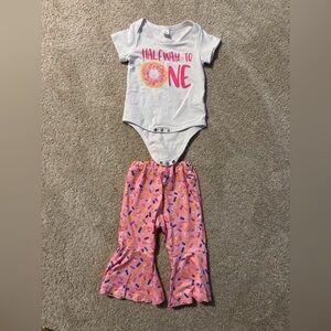 Pink (Donut) Halfway to One Kids One Piece Outfit